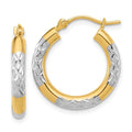 Leslie's 14k with Rhodium Diamond Cut 3mm Hoop Earrings