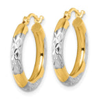 Leslie's 14k with Rhodium Diamond Cut 3mm Hoop Earrings - Image 2