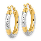 Leslie's 14k with Rhodium Diamond Cut 3mm Hoop Earrings - Image 4
