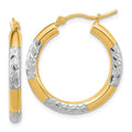 Leslie's 14k with Rhodium Diamond Cut 3mm Hoop Earrings