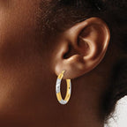 Leslie's 14k with Rhodium Diamond Cut 3mm Hoop Earrings - Image 3