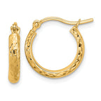 Leslie's 14k Diamond-cut 2.8x15mm Hollow Hoop Earrings