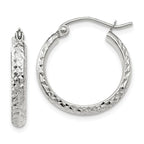 Leslie's 14k White Gold D/C 2.8x18mm Hollow Hoop Earrings