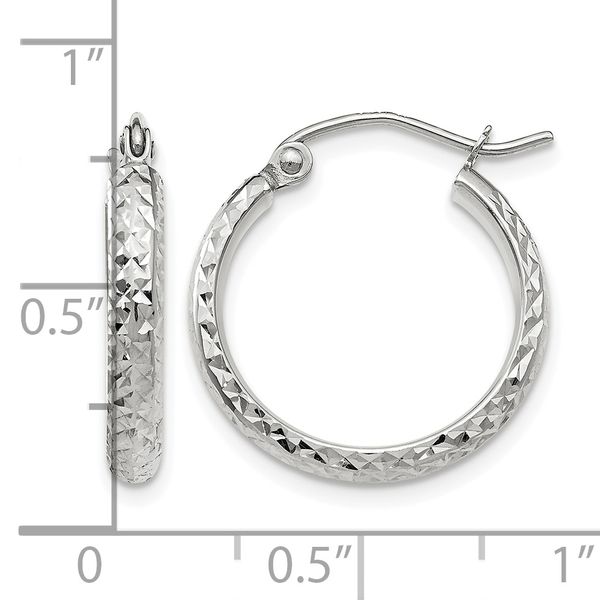 Leslie's 14k White Gold D/C 2.8x18mm Hollow Hoop Earrings - Image 4