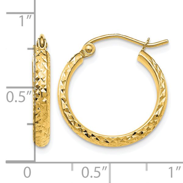 Leslie's 14k D/C 2.8x18mm Hollow Hoop Earrings - Image 4