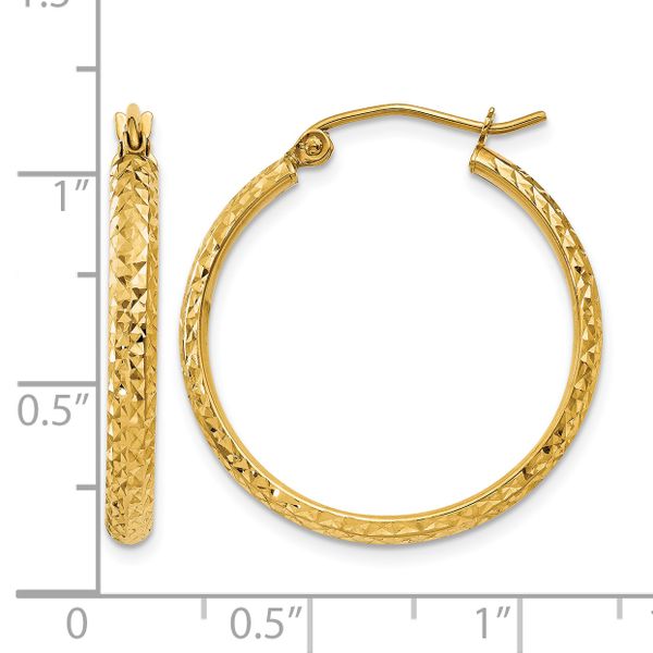 Leslie's 14k D/C 2.8x25mm Hollow Hoop Earrings - Image 4