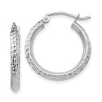 Leslie's 14k White Gold Knife Edge D/C 2.5x20mm Hoop Earrings