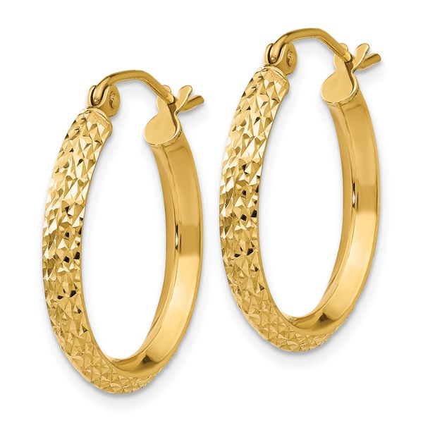 Leslie's 14k Knife Edge D/C 2.5x20mm Hollow Hoop Earrings - Image 2
