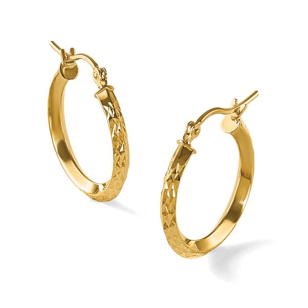 Leslie's 14k Knife Edge D/C 2.5x20mm Hollow Hoop Earrings - Image 4