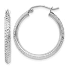 Leslie's 14k White Gold Knife Edge D/C 2.5x25mm Hoop Earrings