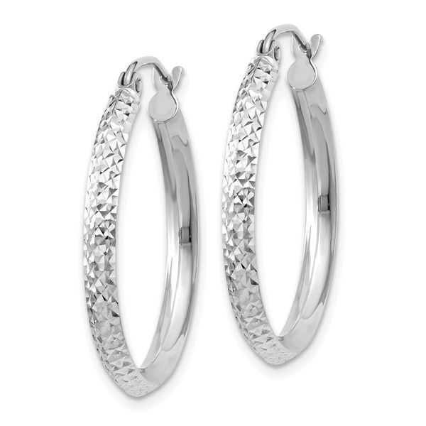 Leslie's 14k White Gold Knife Edge D/C 2.5x25mm Hoop Earrings - Image 2