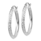 Leslie's 14k White Gold Knife Edge D/C 2.5x25mm Hoop Earrings - Image 2