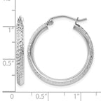 Leslie's 14k White Gold Knife Edge D/C 2.5x25mm Hoop Earrings - Image 4