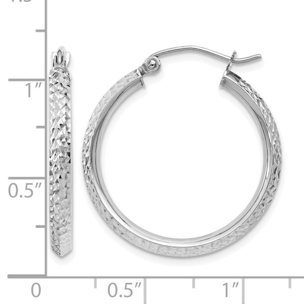 Leslie's 14k White Gold Knife Edge D/C 2.5x25mm Hoop Earrings - Image 4