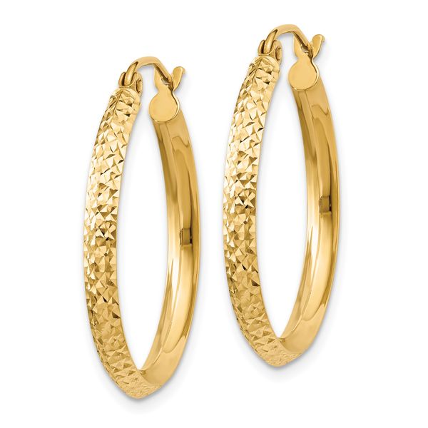 Leslie's 14k Knife Edge D/C 2.5x25mm Hollow Hoop Earrings - Image 2