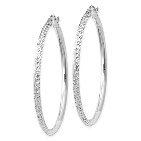 Leslie's 14k WG Knife Edge D/C Hollow Hoop Earrings - Image 2