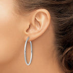 Leslie's 14k WG Knife Edge D/C Hollow Hoop Earrings - Image 3
