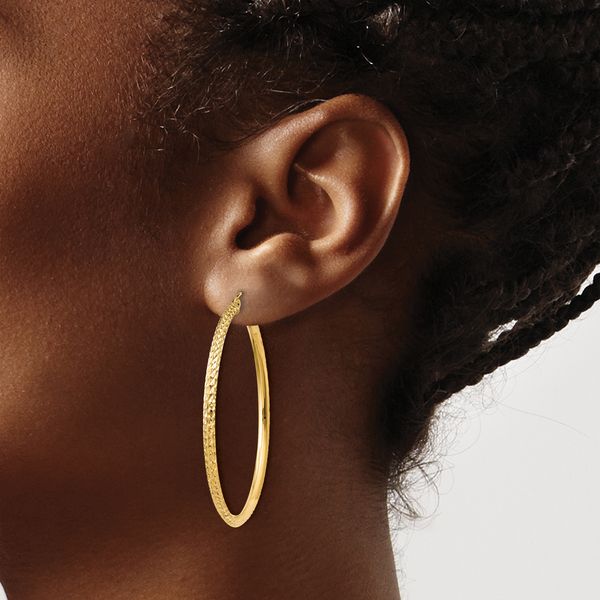 Leslie's 14k Knife Edge D/C Hollow Hoop Earrings - Image 3