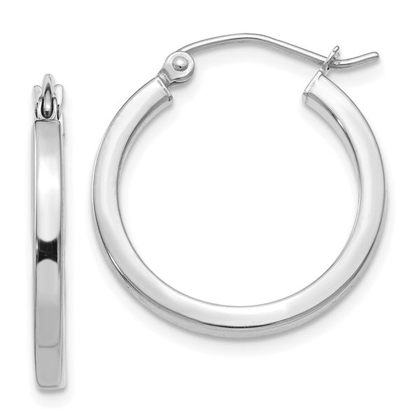 Leslie's 14k White Gold 2mm Square Tube Hoop Earrings