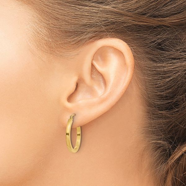 Leslie's 14k 2mm Square Tube Hoop Earrings - Image 3
