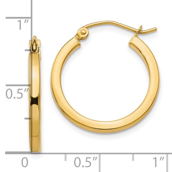 Leslie's 14k 2mm Square Tube Hoop Earrings - Image 4