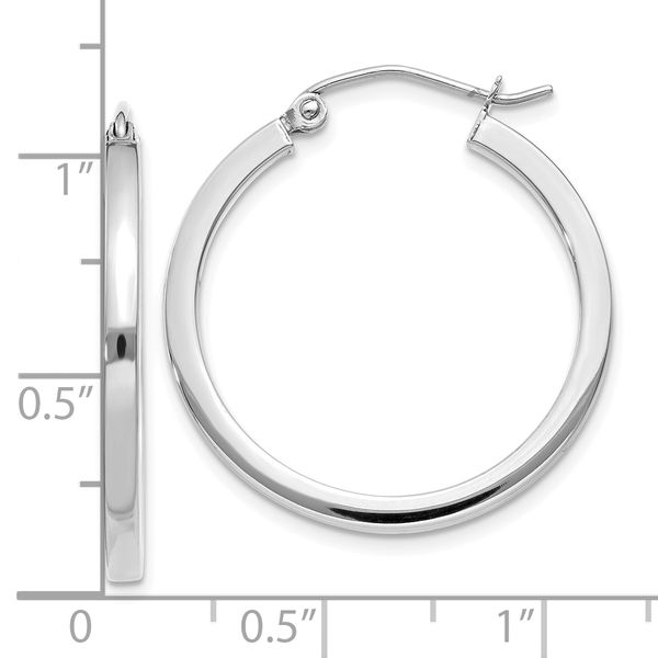 Leslie's 14k White Gold 2mm Square Tube Hoop Earrings - Image 4