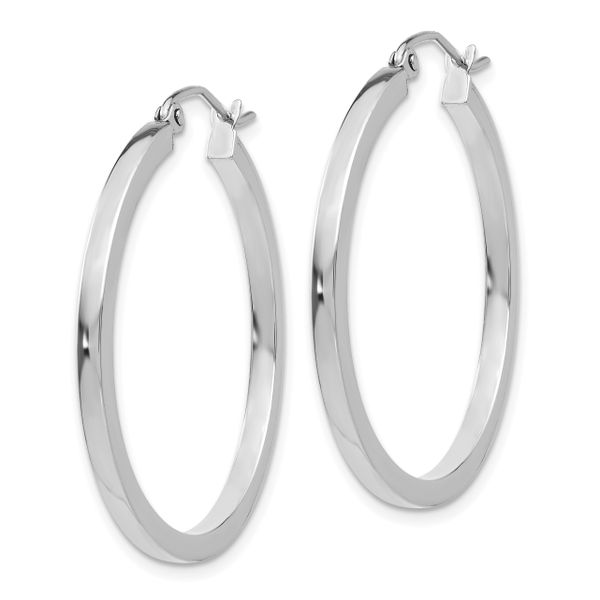 Leslie's 14k White Gold 2mm Square Tube Hoop Earrings - Image 2