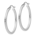 Leslie's 14k White Gold 2mm Square Tube Hoop Earrings - Image 2