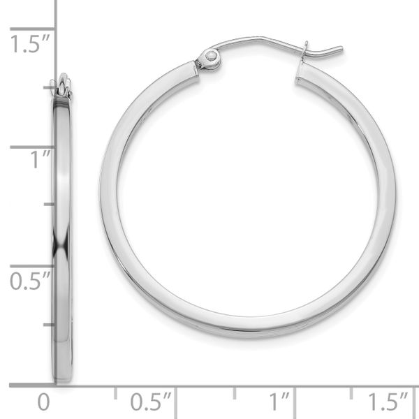 Leslie's 14k White Gold 2mm Square Tube Hoop Earrings - Image 4
