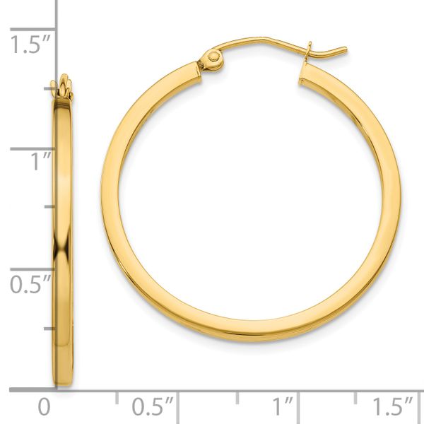 Leslie's 14k 2mm Square Tube Hoop Earrings - Image 4