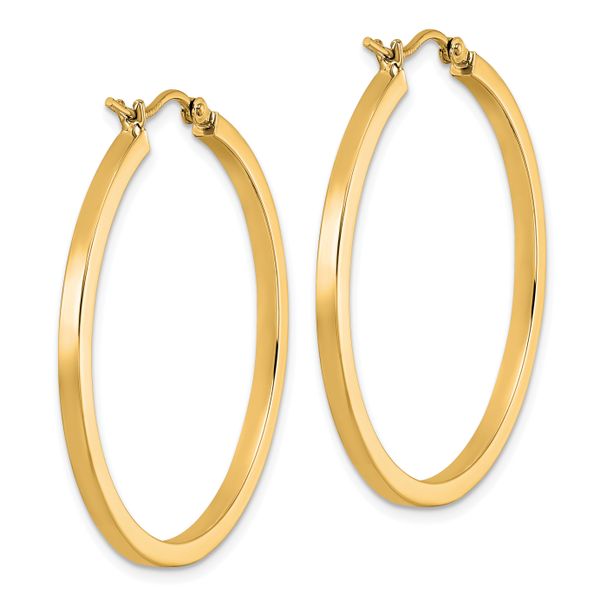 Leslie's 14k 2mm Square Tube Hoop Earrings - Image 4
