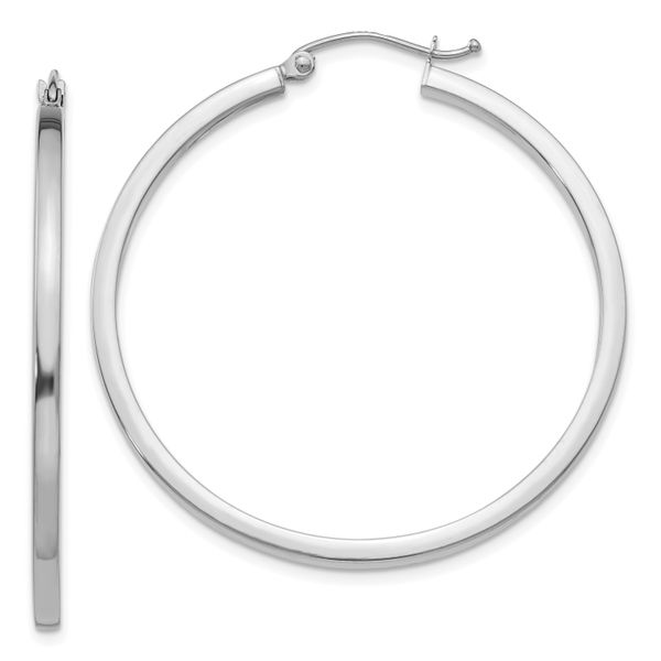 Leslie's 14k White Gold 2mm Square Tube Hoop Earrings