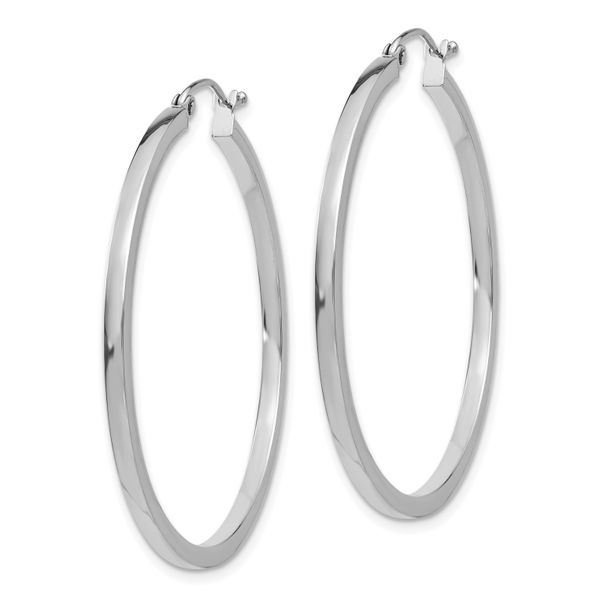 Leslie's 14k White Gold 2mm Square Tube Hoop Earrings - Image 2