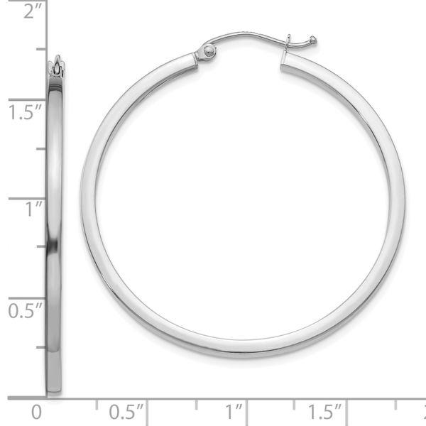 Leslie's 14k White Gold 2mm Square Tube Hoop Earrings - Image 4
