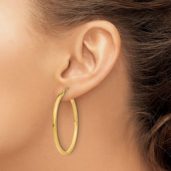 Leslie's 14k 2mm Square Tube Hoop Earrings - Image 3
