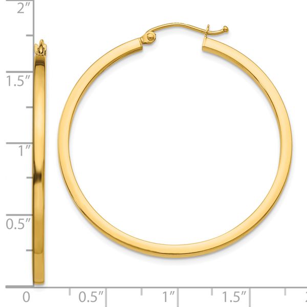 Leslie's 14k 2mm Square Tube Hoop Earrings - Image 4