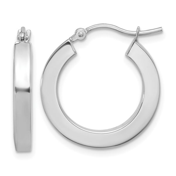 Leslie's 14k White Gold 3mm Polished Square Tube Hoop Earrings