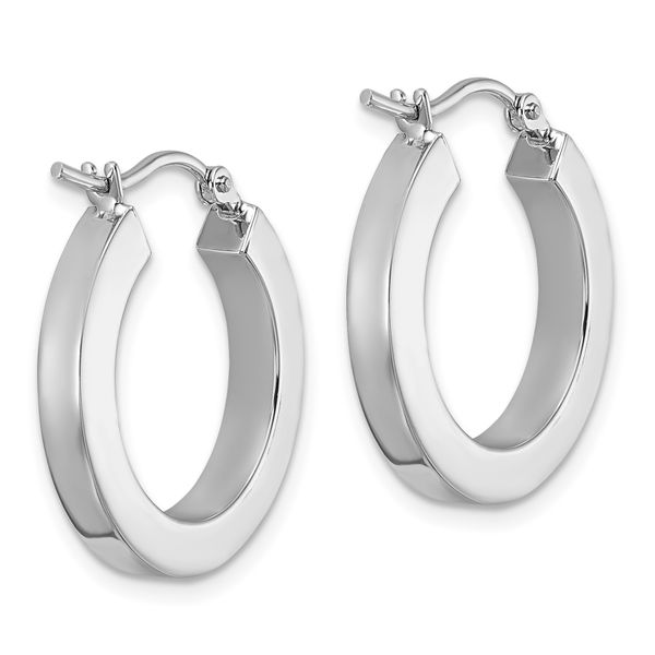 Leslie's 14k White Gold 3mm Polished Square Tube Hoop Earrings - Image 4