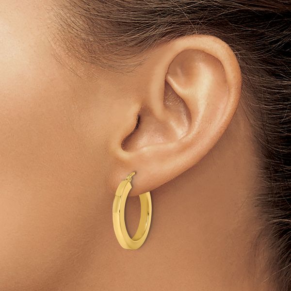Leslie's 14k 3mm Polished Square Hoop Earrings - Image 3