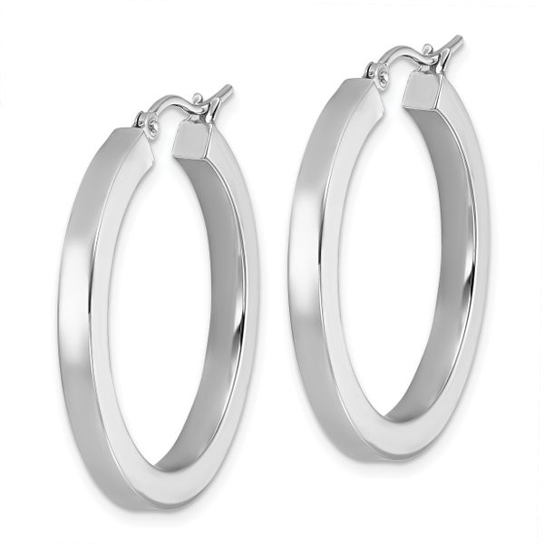 Leslie's 14k White Gold 3mm Polished Square Tube Hoop Earrings - Image 2