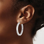 Leslie's 14k White Gold 3mm Polished Square Tube Hoop Earrings - Image 3