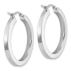 Leslie's 14k White Gold 3mm Polished Square Tube Hoop Earrings - Image 4