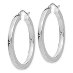 Leslie's 14k White Gold 3mm Polished Square Tube Hoop Earrings - Image 2