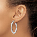 Leslie's 14k White Gold 3mm Polished Square Tube Hoop Earrings - Image 3