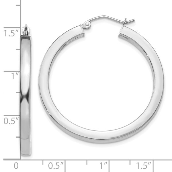 Leslie's 14k White Gold 3mm Polished Square Tube Hoop Earrings - Image 4