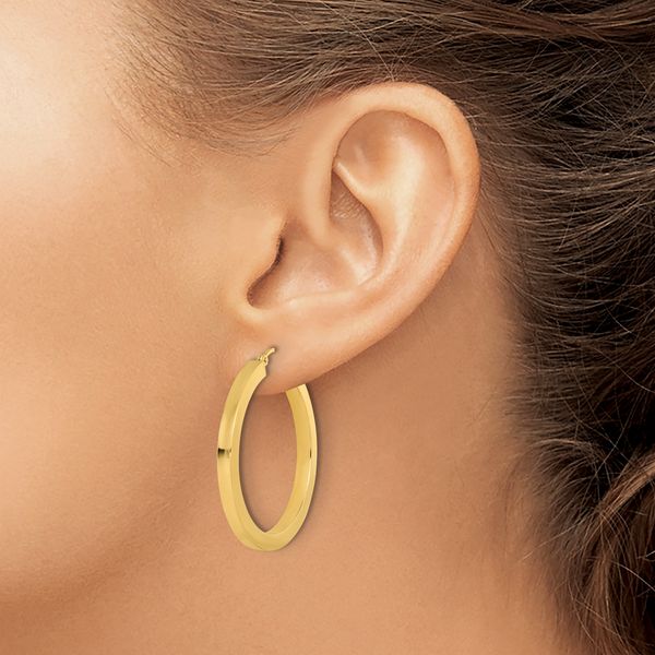 Leslie's 14k 3mm Polished Square Hoop Earrings - Image 3