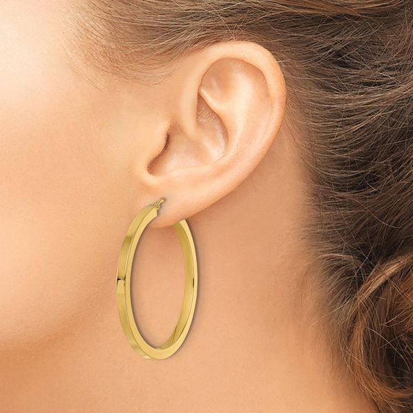 Leslie's 14k 3mm Polished Square Hoop Earrings - Image 3