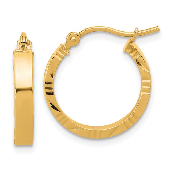 Leslie's 14k Small 3mm D/C Edge Polished Hoop Earrings