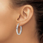 Leslie's 14k White Gold D/C Edge Medium 3mm Polished Hoop Earrings - Image 3