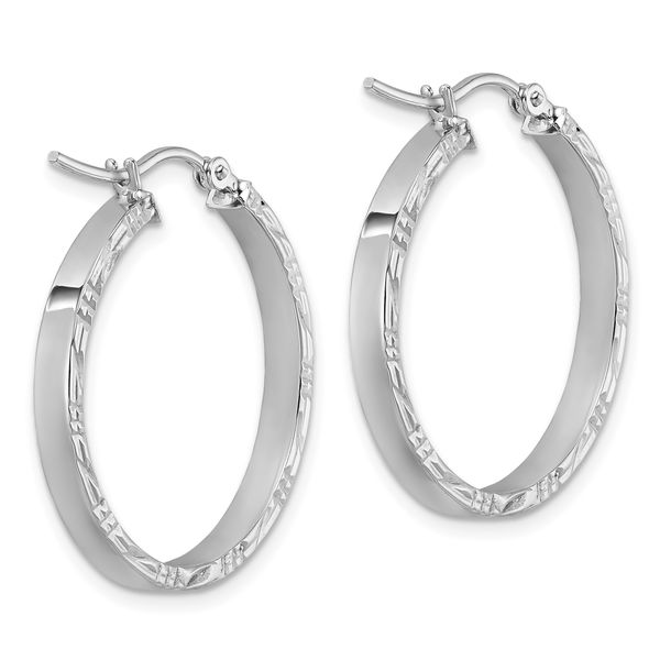 Leslie's 14k White Gold D/C Edge Medium 3mm Polished Hoop Earrings - Image 4